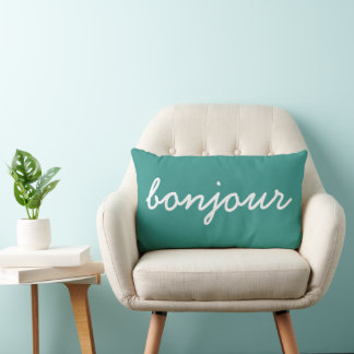 Coussin Rectangle Bonjour Turquoise Jeu d'oreiller, Salle de séjour 