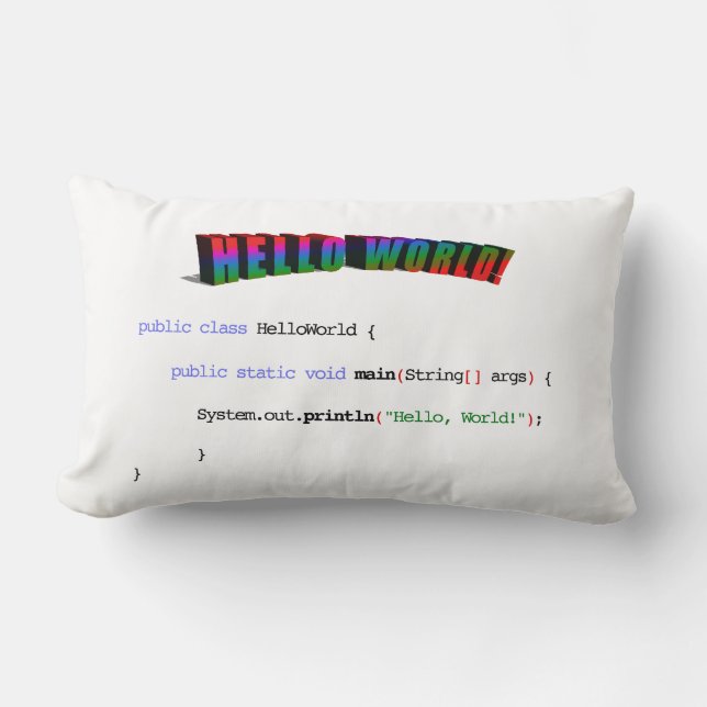 Coussin Rectangle Bonjour World geek saluant Java (Recto)