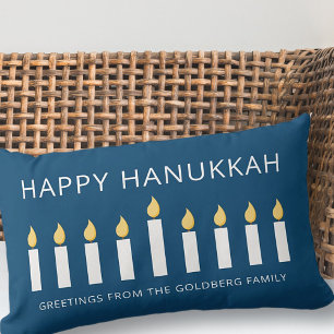 Coussin Rectangle Bonne Hanoukka   Salutation aux chandelles simple 
