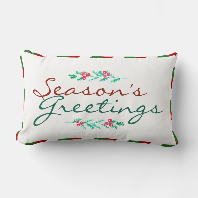 Coussin Rectangle Bonnes Fêtes de Noël Pine & Berries (Recto)