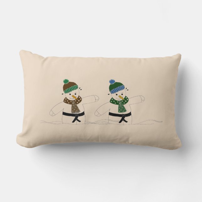 Coussin Rectangle Bonshommes de neige d'arts martiaux mixtes (Recto)