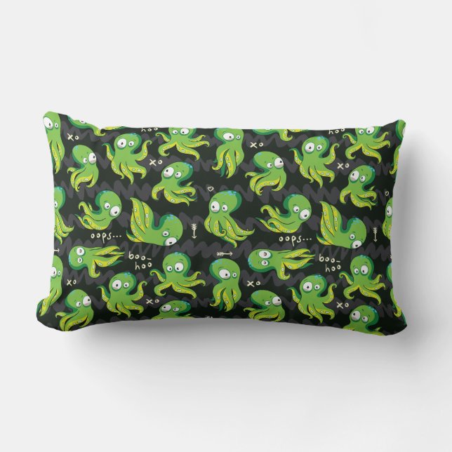 Coussin Rectangle Boo Octopus Green Kids Clothing & Décor (Recto)