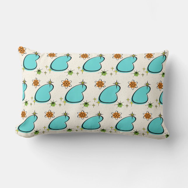 Coussin Rectangle Boomerang atomique rétro et Starbursts Jeter l'ore (Recto)