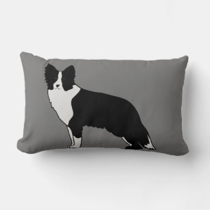 Coussin Rectangle Bordure Collie Chien Illustration Abstraite Gris