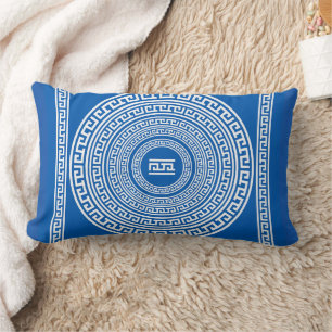 Coussin Rectangle Bordures blanches sur Arrière - plan bleu gris