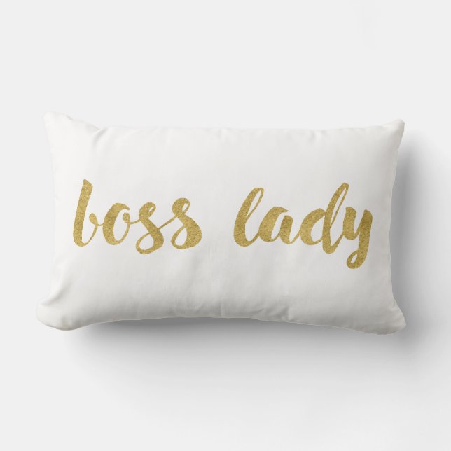 Coussin Rectangle Boss Lady Branchée En Or Script Décoratif (Recto)