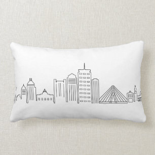 Coussin Rectangle BOSTON Massachusetts USA City Skyline Silhouette