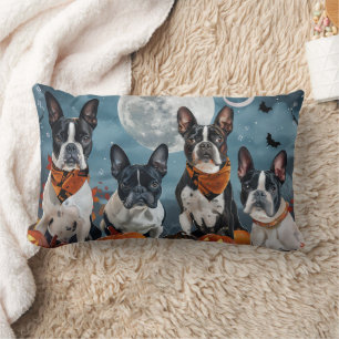 Coussin Rectangle Boston terrier Halloween Épouvantable