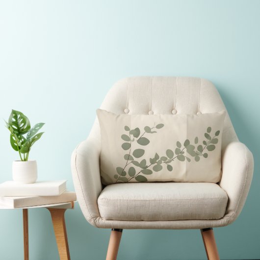 Coussin Rectangle Botanical organic eucalyptus leaf neutral tones (Chaise)
