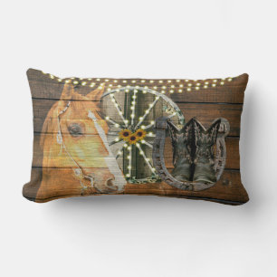 Coussin Rectangle Bottes de cow-boy à roue Western Horse Horseshoe W