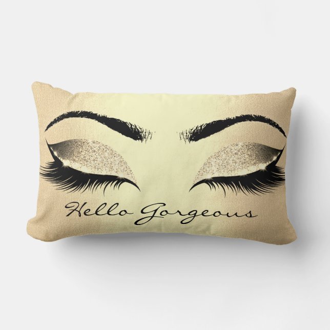 Coussin Rectangle Boucles de maquillage or Champaigne Bonjour magnif (Recto)