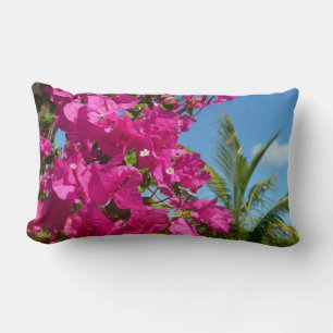 Coussin Rectangle Bougainvilliers et palmiers paysage tropical