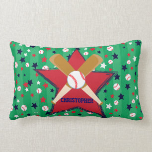 Coussin Rectangle Boule et étoiles de battes de baseball