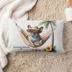Coussin Rectangle Bouledogue français Palme Plage Bouledogue françai