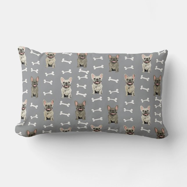 Coussin Rectangle Bouledogues français - gris (Recto)