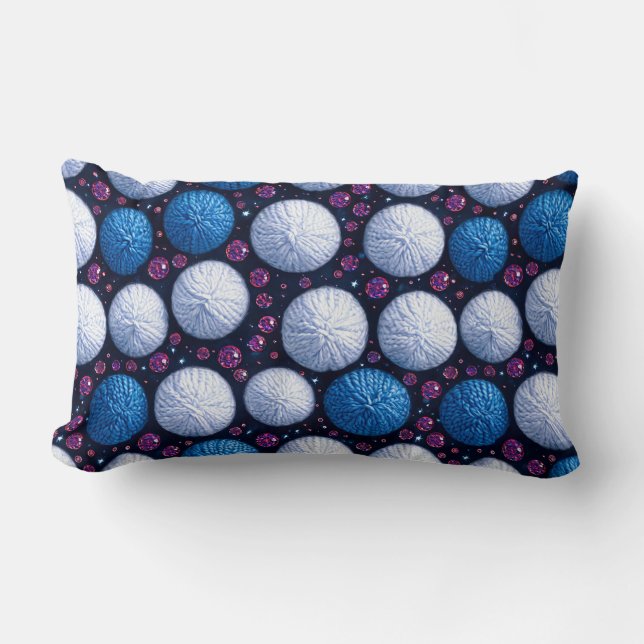 Coussin Rectangle Boules de fil doux avec accents scintillants (Recto)