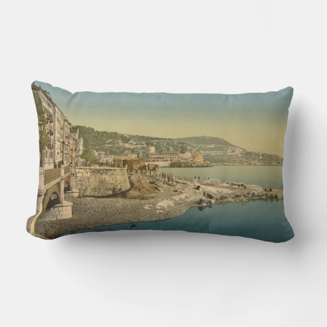 Coussin Rectangle Boulevard du Midi, la Côte d'Azur agréable et (Recto)