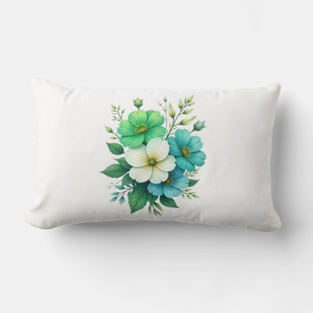 Coussin Rectangle Bouquet de fleurs bleues blanches-57453 (Recto)