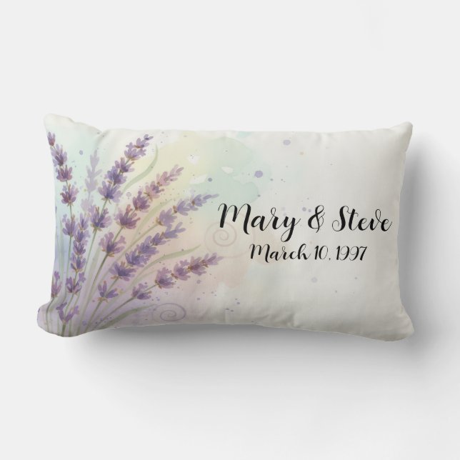Coussin Rectangle Bouquet de fleurs de lavande pour anniversaire (Recto)