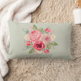 Coussin Rectangle Bouquet de roses peintes