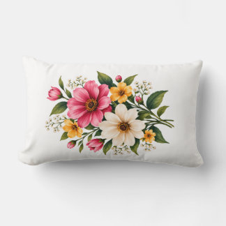 Coussin Rectangle Bouquet floral élégant rose et jaune Botanique 💐