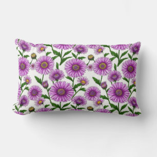Coussin Rectangle Bouquet vibrant de chrysanthèmes violets