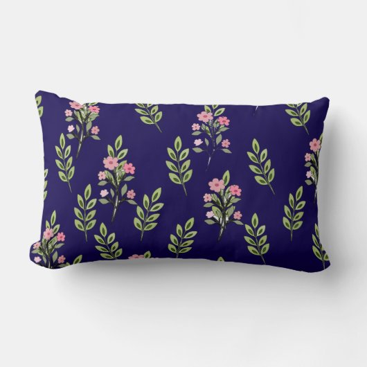 Coussin Rectangle Bouquets roses bleu foncé (Recto)
