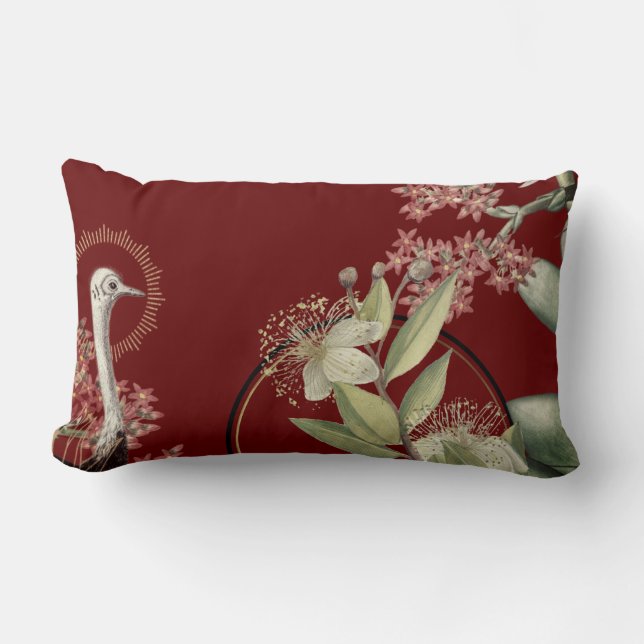 Coussin Rectangle Bourgogne Élégant Design Floral (Recto)