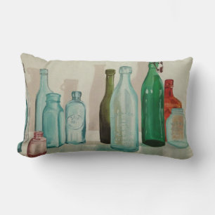 Coussin Rectangle Bouteilles en verre de mer