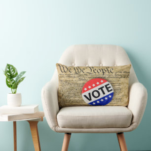 Coussin Rectangle Bouton de vote sur la Constitution des États-Unis