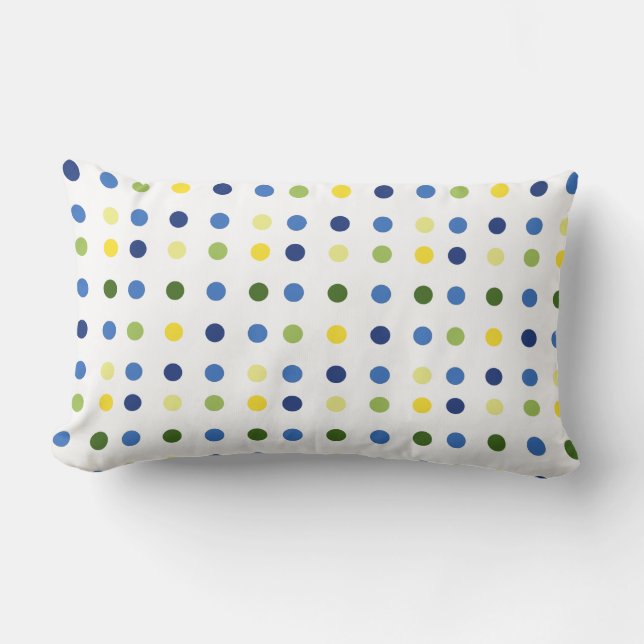 Coussin Rectangle Boutons jaunes et points bleus d'Iris (Recto)