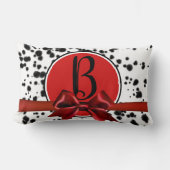 Coussin Rectangle Bow noir blanc rouge Dalmatien Taches Fête d'anniv (Recto)