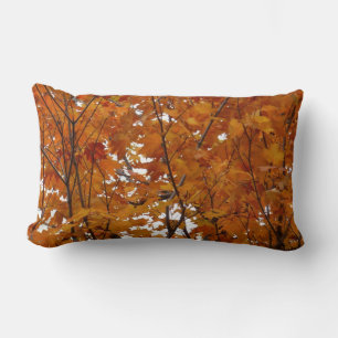 Coussin Rectangle Branches de feuilles d'érable I Automne orange