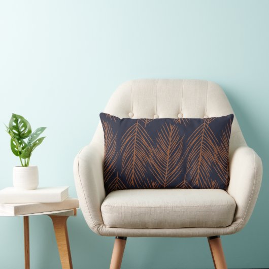 Coussin Rectangle Branches de rouille sur bleu-foncé (Chaise)