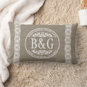 Coussin Rectangle Bride&Groom personnalisé Burlap&Lace (Couverture)