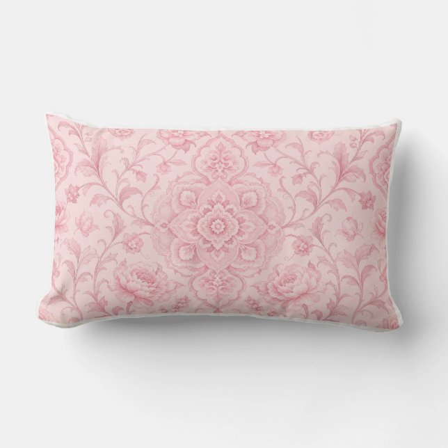 Coussin Rectangle Brise de jardin persan – Rose poudré (Recto)