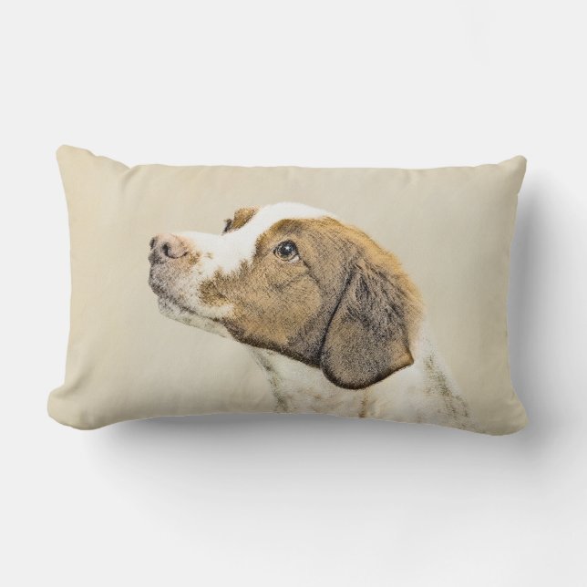 Coussin Rectangle Brittany Paining - Un joli art original de chien (Recto)