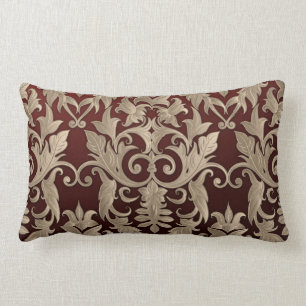 Coussin Rectangle Brocade crème baroque Damask Beige sur Bourgogne