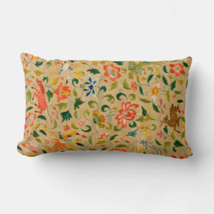 Coussin Rectangle Broderie animale vintage en crewel : Tapisserie an