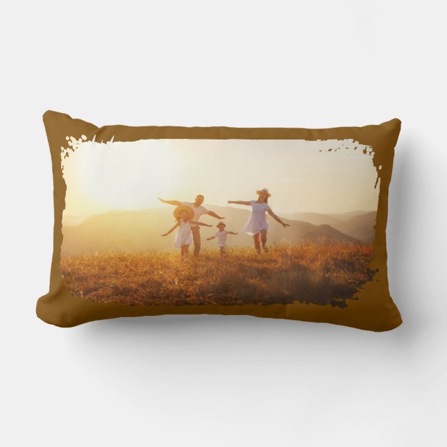 Coussin Rectangle Brown moderne Grunge Frontière Photo (Recto)