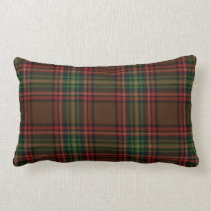 Coussin Rectangle Brown rouge vert Tartan Plaid Motif écossais