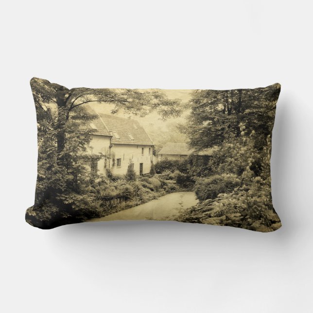 Coussin Rectangle Bruges. Photo dans un style vintage. (Recto)