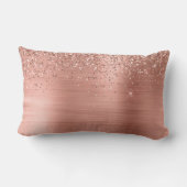 Coussin Rectangle Brushed metal rose Gold Pink Glitter Monogram (Verso)