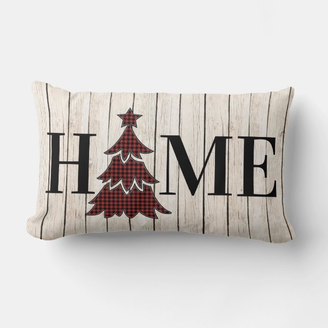 Coussin Rectangle Buffalo Plaid Christmas Tree HOME (Recto)