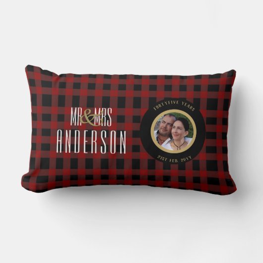 Coussin Rectangle Buffalo Plaid PHOTO Anniversaire N'IMPORTE QUEL Ja (Recto)