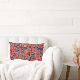 Coussin Rectangle Bugs de Doodle sur corail rouge