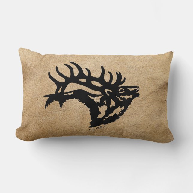 Coussin Rectangle Bull Elk Silhouette (Recto)