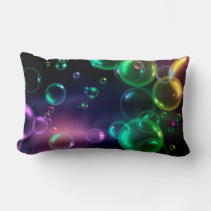 Coussin Rectangle bulles colorées audacieuses sur noir