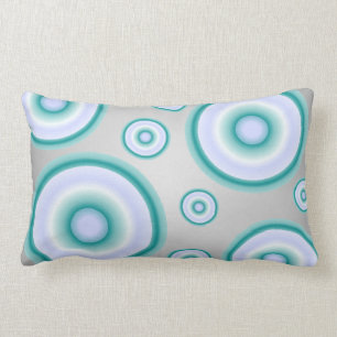 Coussin Rectangle Bulles flottantes bleues turquoises, grises et neu