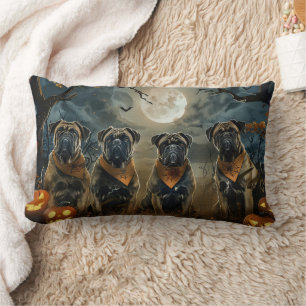 Coussin Rectangle Bullmastiff Halloween Éffrayant
